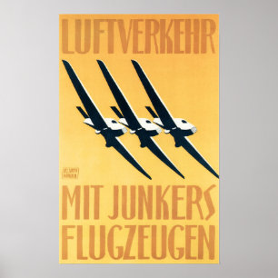 Affiche ALLEMAGNE Aéronefs Vintages de Junkers de transpor