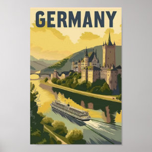 Affiche Allemagne Château Vintage Lieu de voyage célèbre