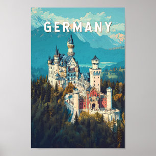 Affiche Allemagne Illustration Voyage Art Vintage