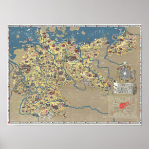 Affiche Allemagne, La Belle Carte Voyage Pays Vintage