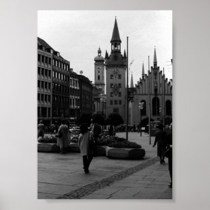 Affiche Allemagne vintage Munich Église Marienplatz