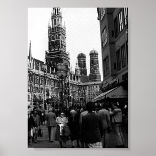 Affiche Allemagne vintage Munich Frauenkirche Frauenplatz