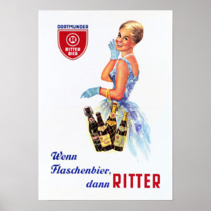 Affiche Allemand Dortmunder RITTER BIER Rétro Beer Advert