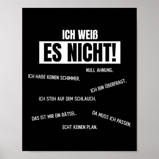 Affiche Allemand _ _ Ich Weiß Es Nicht (Devant)