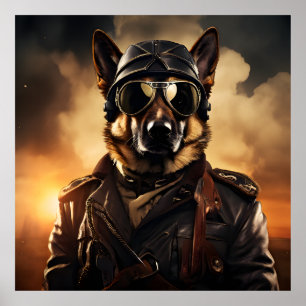 Affiche Allemand Sheberator Aviator WWI Portrait Vintage