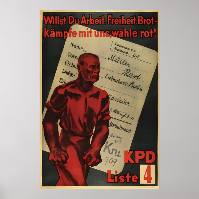 Affiche allemande KPD Si vous voulez du travail, l (Devant)
