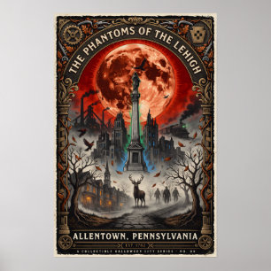 Affiche Allentown, PA ensorcelé, voyage horrifique vintage