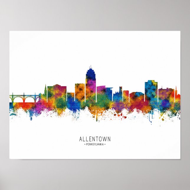 Affiche Allentown Pennsylvania Skyline (Devant)