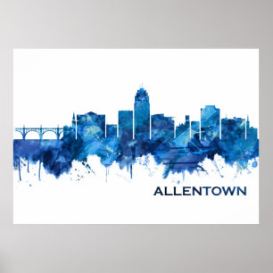 Affiche Allentown Pennsylvania Skyline Blue