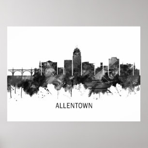 Affiche Allentown Pennsylvania Skyline BW