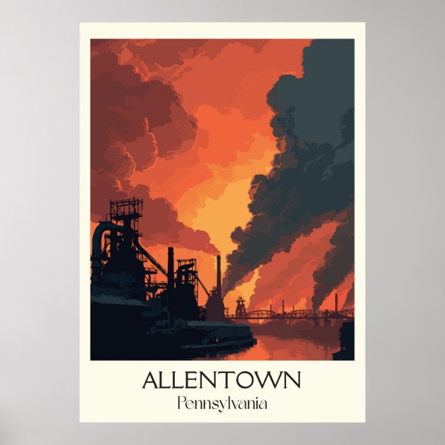 Affiche Allentown Pennsylvania Vintage Industrial City Art (Devant)
