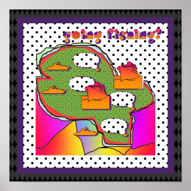 Affiche Aller à la pêche pois à pois (Devant)