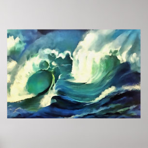 Affiche Aller Avec Le Flux Qui S'Effondre Ocean Waves Art