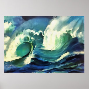 Affiche Aller Avec Le Flux Qui S'Effondre Ocean Waves Art