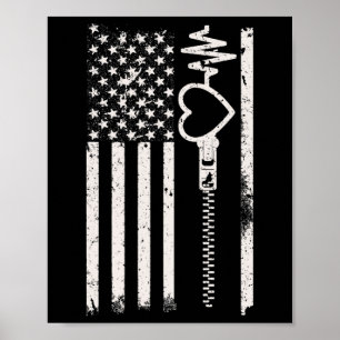 Affiche Aller Porter Rouge En Février Drapeau Usa Pour Mal