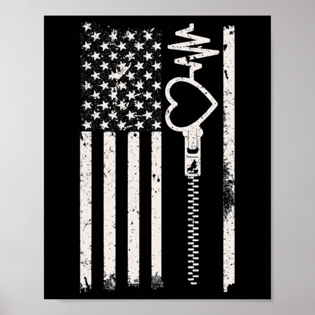 Affiche Aller Porter Rouge En Février Drapeau Usa Pour Mal (Devant)
