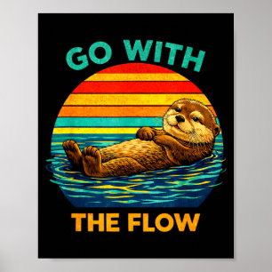 Affiche Allez avec la loutre de mer rétro faune rivière Fl