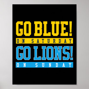 Affiche Allez Bleu ! Samedi Go Lions ! Le dimanche de foot