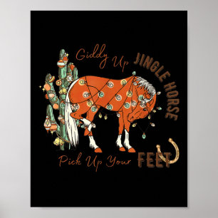 Affiche Allez monte Cheval grelot Lève tes pieds Cactus Va