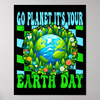 Affiche Allez planète jour de la terre mignon terre amoure