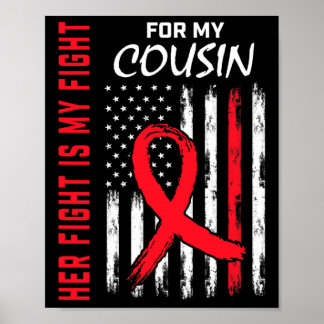Affiche Allez Rouge Sa Lutte Cousine Maladie Cardiaque Sen