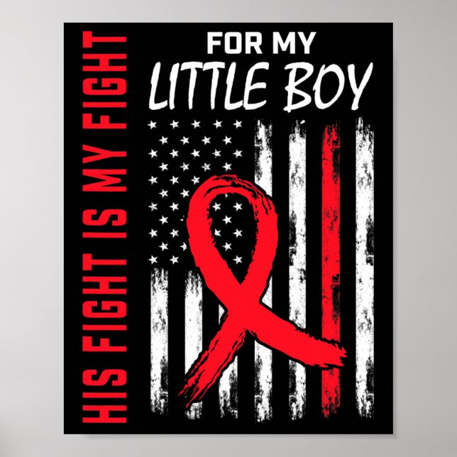 Affiche Allez Rouge Son Combat Fils Petit Garçon Maladie C (Devant)