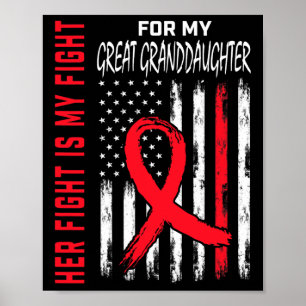 Affiche Allez Rouge Son Combat Grande Petite-Fille Maladie