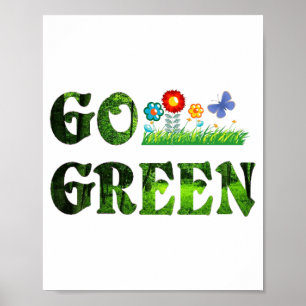 Affiche Allez Vert Éco Amical Végétalien Sauver Forêt T Sh