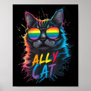 Affiche Allié LGBT Chat Soyez Gentil Arc-en-ciel Gay Drôle