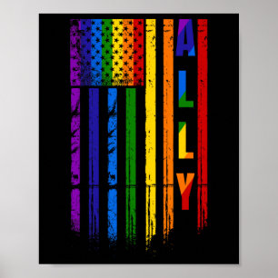 Affiche Allié Lgbt Lgbtq Fierté Arc-en-ciel Drapeau Améric