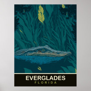 Affiche Alligator aux Everglades, Floride, Voyage