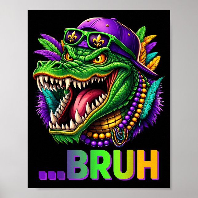 Affiche Alligator Bruh Mardi Gras Costume Men Women Kids  (Devant)
