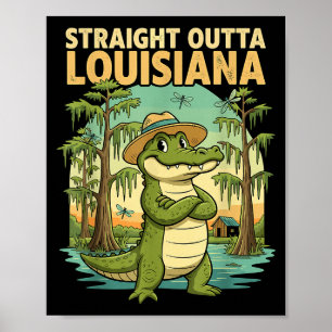 Affiche Alligator de Louisiane drôle Rétro Faune Voyage Ba