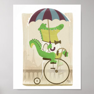 Affiche Alligator en vélo à Paris