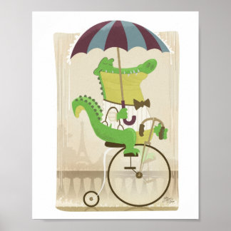Affiche Alligator en vélo à Paris