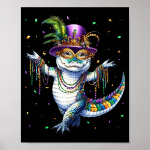 Affiche Alligator Mardi Gras drôle de Mardigator Danse Car