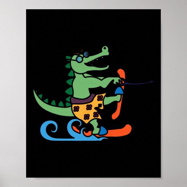 Affiche Alligator Ski Alligator Crocodile Ski d'eau Reptil (Devant)