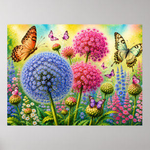 Affiche Allium et Papillons