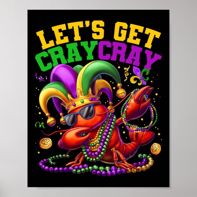 Affiche Allons chercher Cray Dabbing Crawfish Mardi Gras H (Devant)