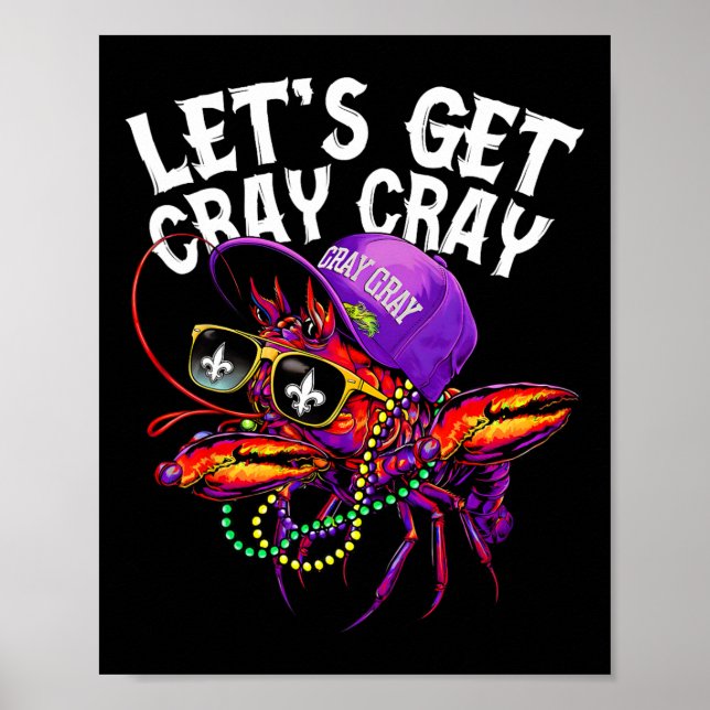 Affiche Allons chercher Cray Dabbing Crawfish Mardi Gras H (Devant)