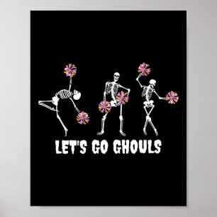 Affiche Allons Ghouls Squelette Pom-pom girl Halloween Che