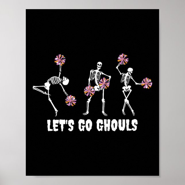 Affiche Allons Ghouls Squelette Pom-pom girl Halloween Che (Devant)