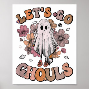 Affiche Allons Gouls Ghost les années 70 Hippie Halloween