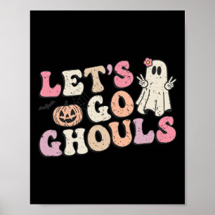 Affiche Allons Gouls Halloween Citrouille fantôme rétro