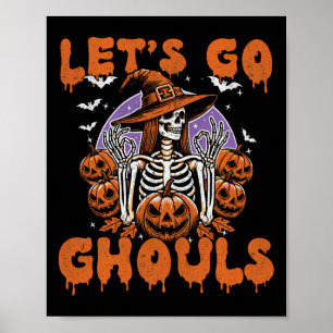 Affiche Allons Gouls Sorcier Retro Costume Halloween pour