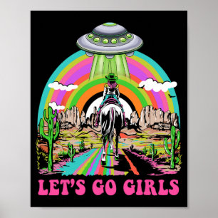 Affiche Allons les filles Retro Space Desert Cowgirl Bache