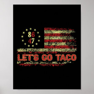 Affiche Allons manger un Taco 8647 Drapeau américain 86 47