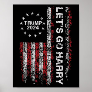 Affiche Allons-y Harry Drôle Trump Drapeau Américain Vinta