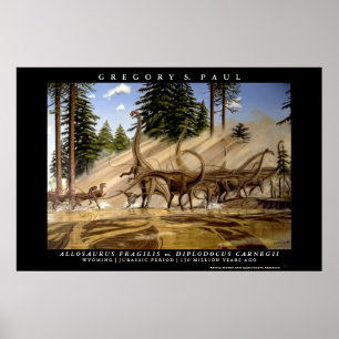Affiche Allosaurus Greg Paul de Diplodocus d'affiche de