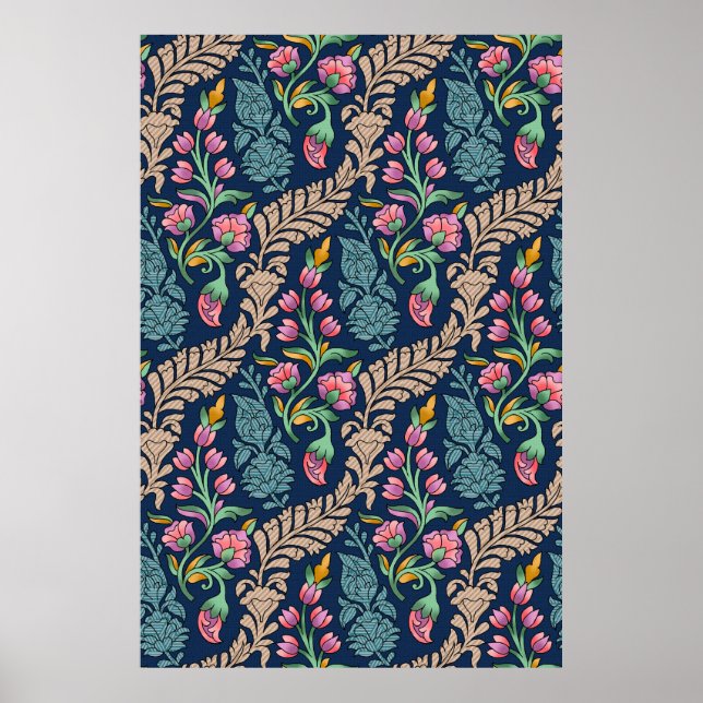 Affiche Allover traditionnel moghole Designs, motif, flore (Devant)